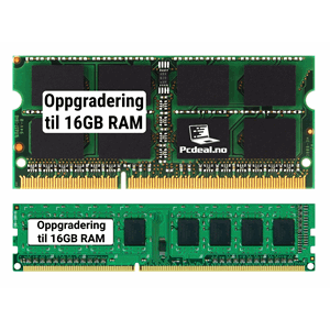 Oppgradering til 16GB RAM-1x8Gb